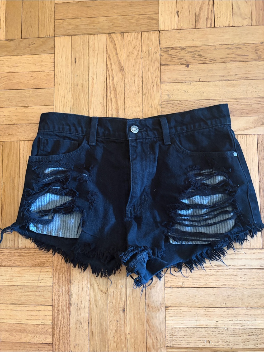 Black Distressed Women’s Denim Shorts - PISTOLA